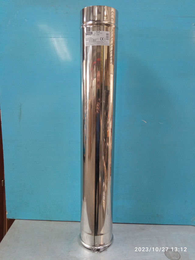  PLA - Élément droit avec collier INOX D100 1000 mm - 2PLAELDR1001000