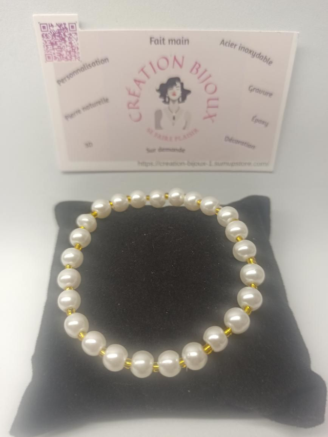 Bracelet en perles blanche et jaune 