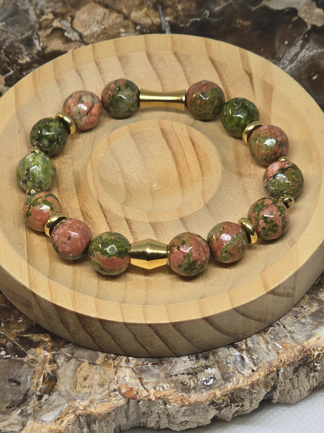 Bracelet Unakite à facette 1 cm