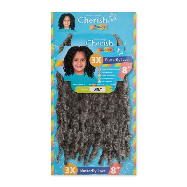 Cherish Junior Bulk : 3X Butterfly Locs 8 (Col. GREY)