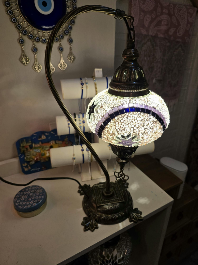 Large Mosaic Swanneck Table Lamp