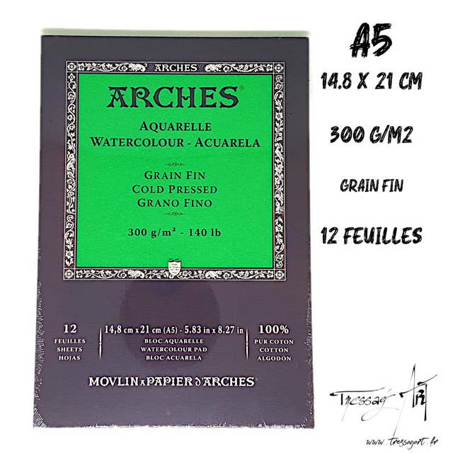 ARCHES - PAPIER AQUARELLE A5 GRAIN FIN - CA060000