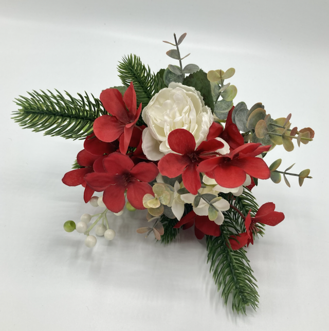 M-04 Red and White Faux Flower Posy