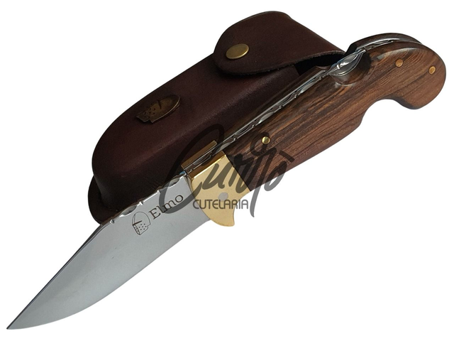 Canivete Sorocaba Elmo Inox Dorso Mosqueado Madeira Bainha
