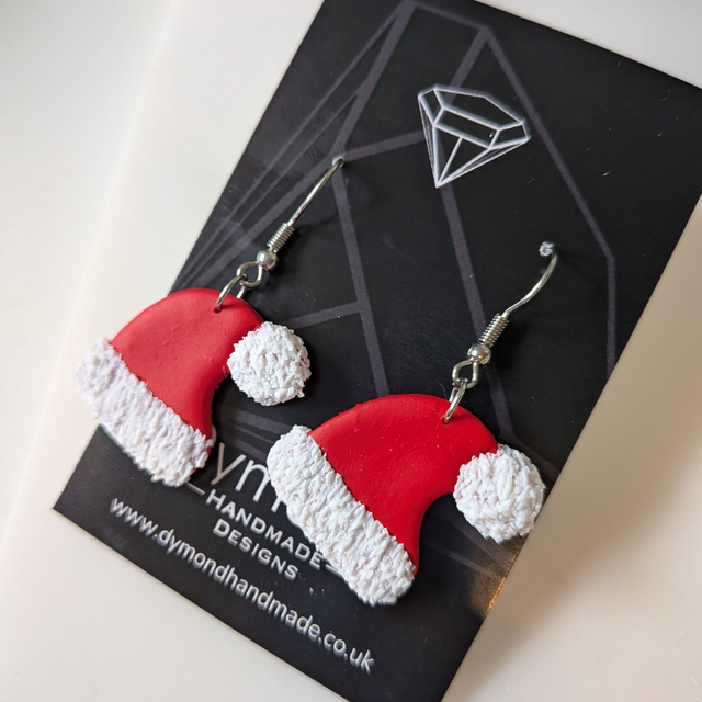 Christmas Santa hat drop earrings
