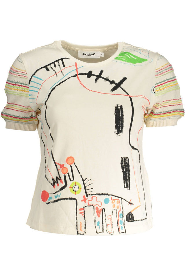 DESIGUAL T-SHIRT MANICHE CORTE DONNA BIANCO