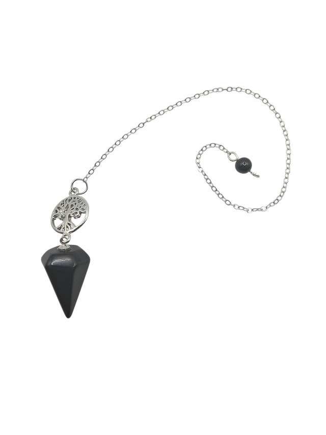 Natursteinpendel Lebensbaum schwarzer Obsidian 