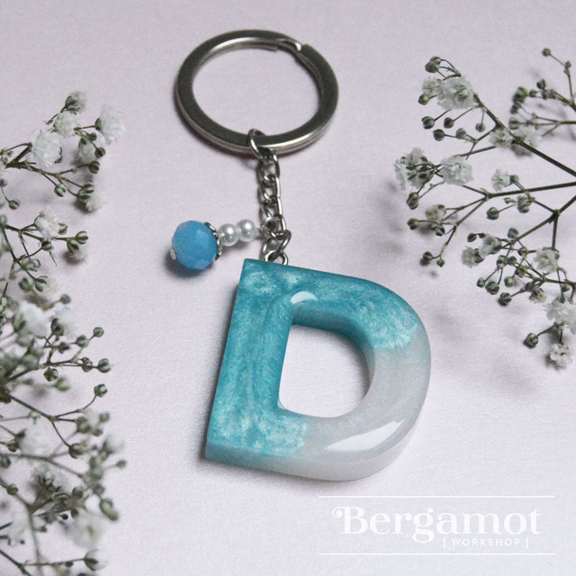 Blue Resin Letter Keyring