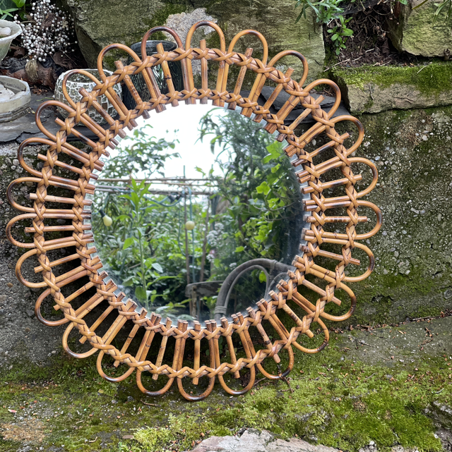 Rattan Spiegel  original 1950er Jahre