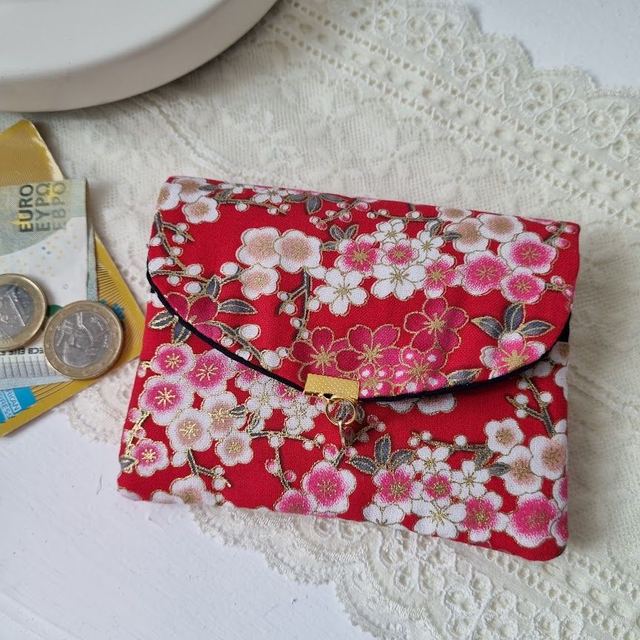 Porte-carte &amp; pièces &quot;Nina&quot; rouge doré