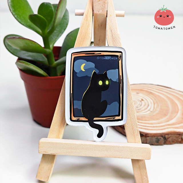 Fridge magnet: Window spooky cat