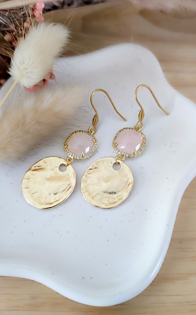 Boucles d'oreilles "Éclat" Quartz rose