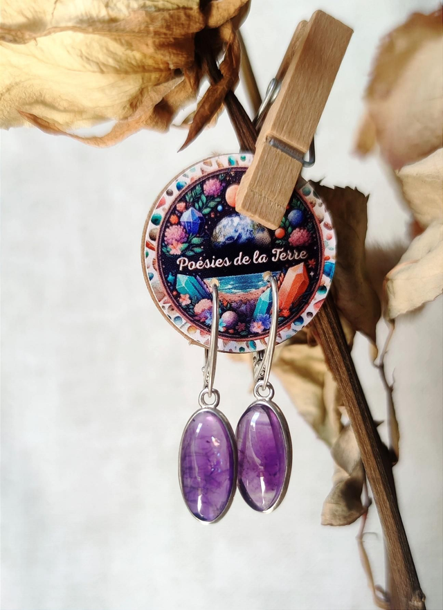 améthyste ~ boucles d'oreilles argent 925 