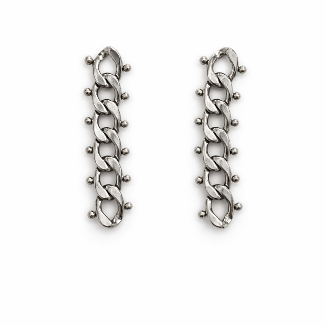 Pendientes acero plateado cadenas 