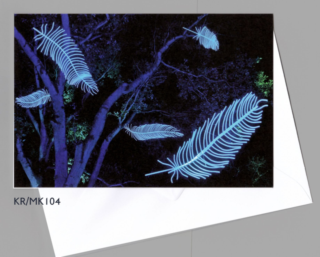   Folded card : Electric Blue Leaves : Blank notelet/greeting  7.5&quot; x 5&quot;