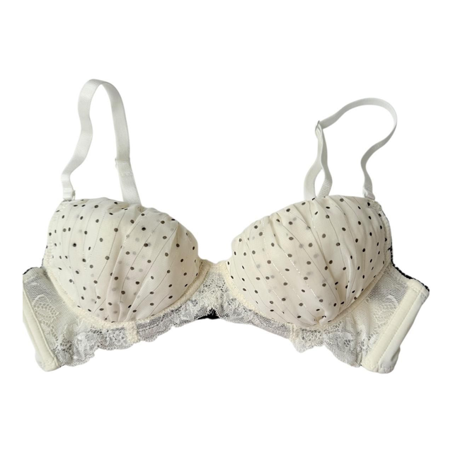 White and black pinstripe Japanese Bra 32A