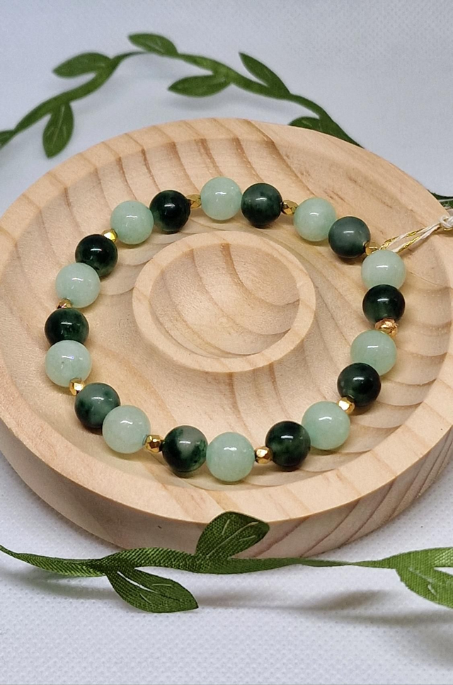 Bracelet Agate et Jade vert en 0,8 cm