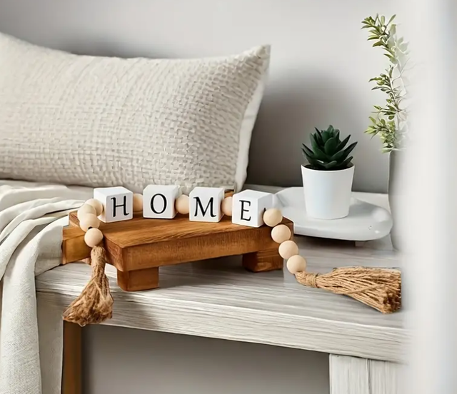 Wooden Block and Bead Home Decor