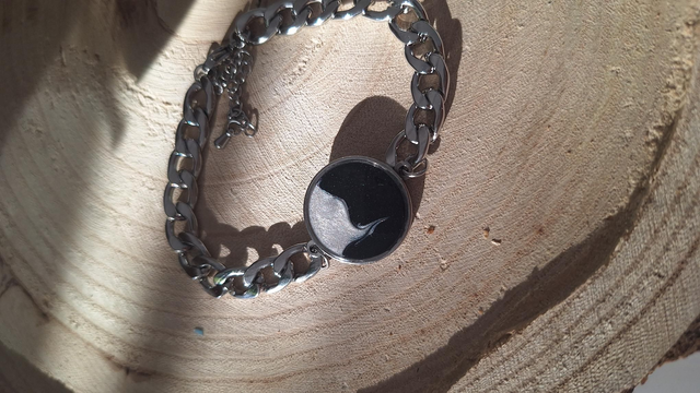 Bracelet chaîne homme noir/blanc