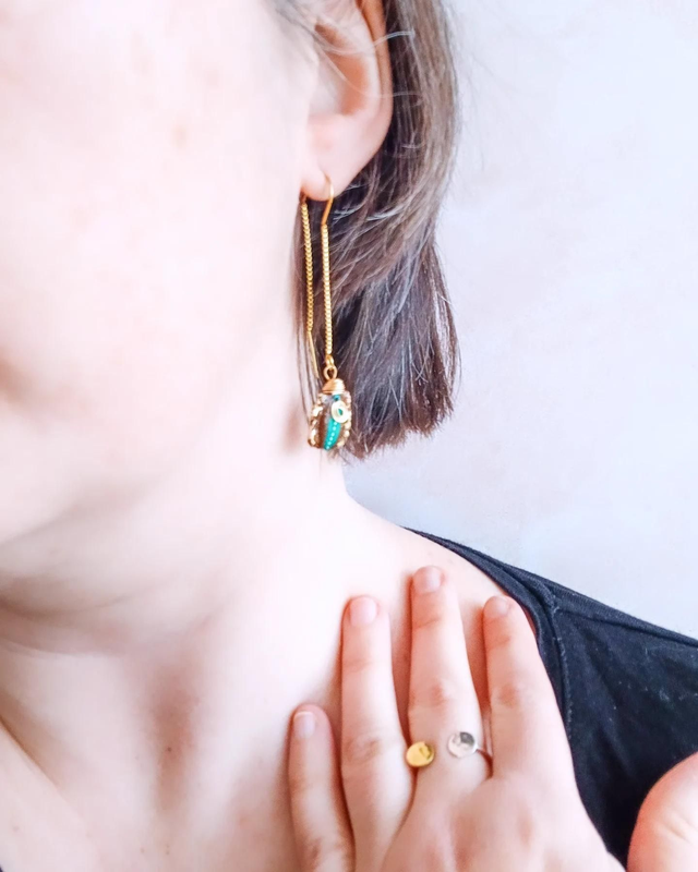 " Pépita " Boucles d'oreilles graines de courges Lagenaria