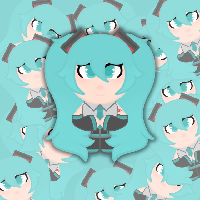 Hatsune Miku Chibi Sits Stickers