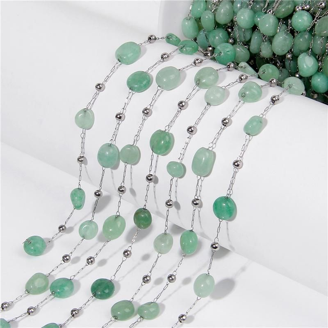 Colliers Aventurines montage sur acier hypoallergenique longueur sur mesure