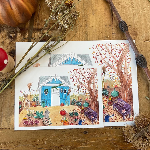 La maison bleue de la sorcière - A5 ou carte postale