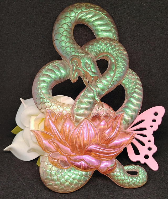 Déco murale serpent lotus pink