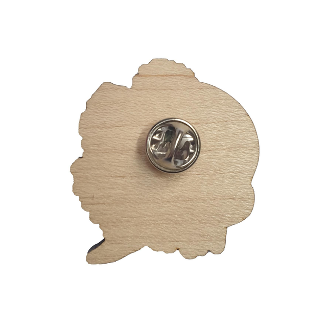Pink Floral Skull Wooden Pin Badge