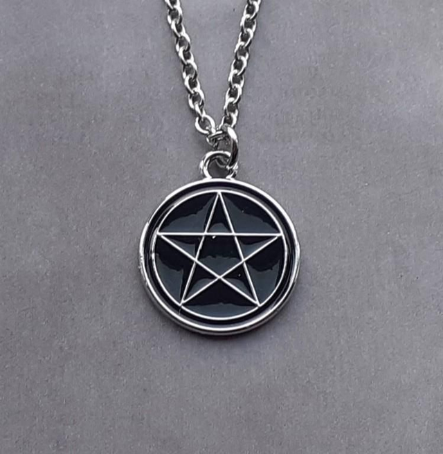 Black Enamel Pentagram Necklace 