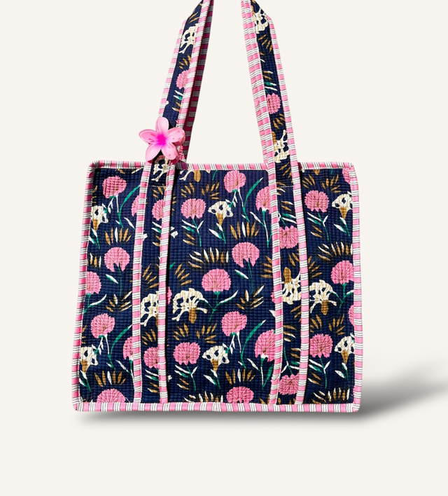Dark Blue/Pink Tote Bag