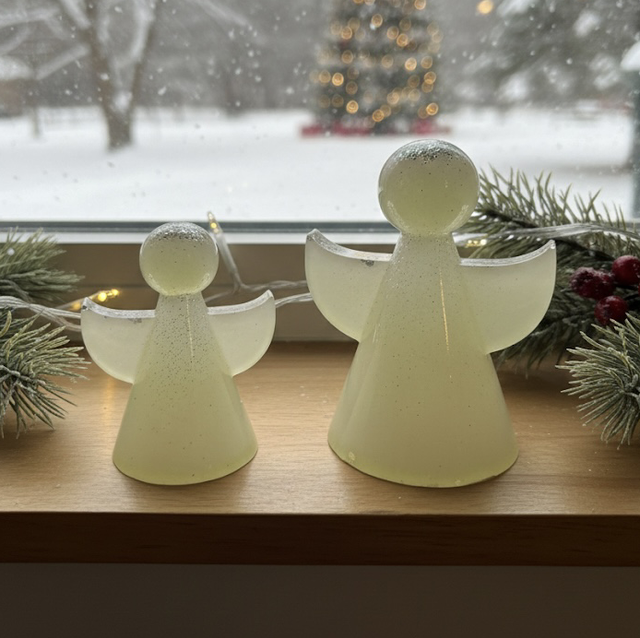 Anges nacrés rose et paillettes lot de 2