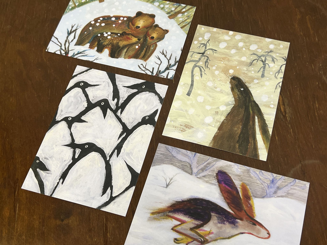 Winter Animals – A6 Postcard Set of 4