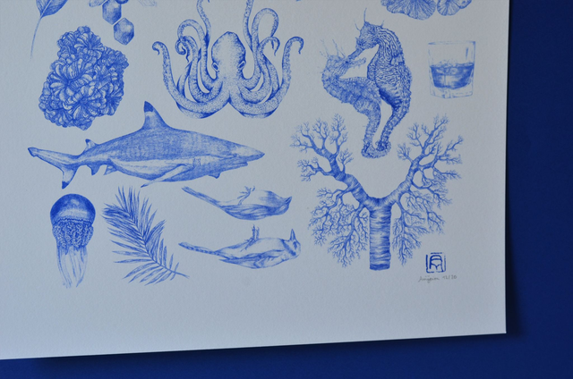 Affiche imprimée en risographie Bestaire I