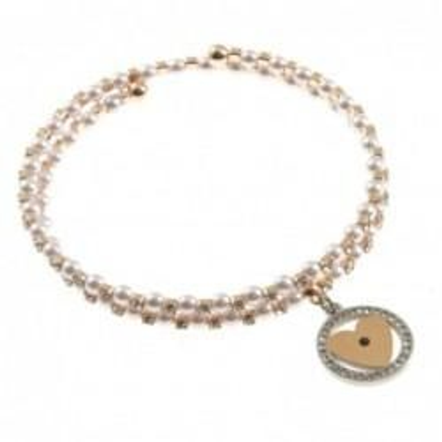 Bracciale donna in bronzo giallo con charm a cuore