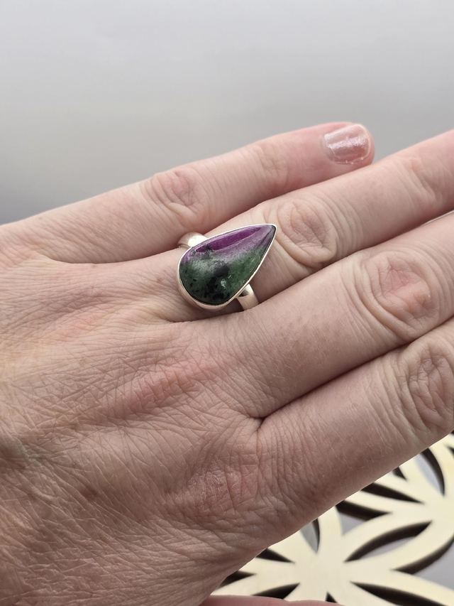 Bague Argent 925 Rubis sur Zoïsite