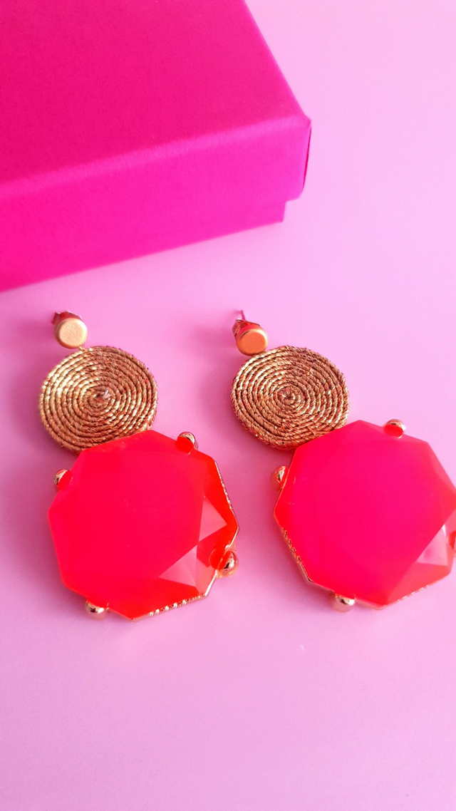 Boucles d'oreilles Tourbillons rose flash