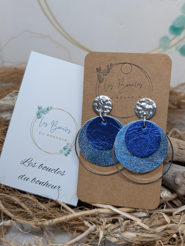 Boucles d&#039;oreilles Moon bleu mo1512