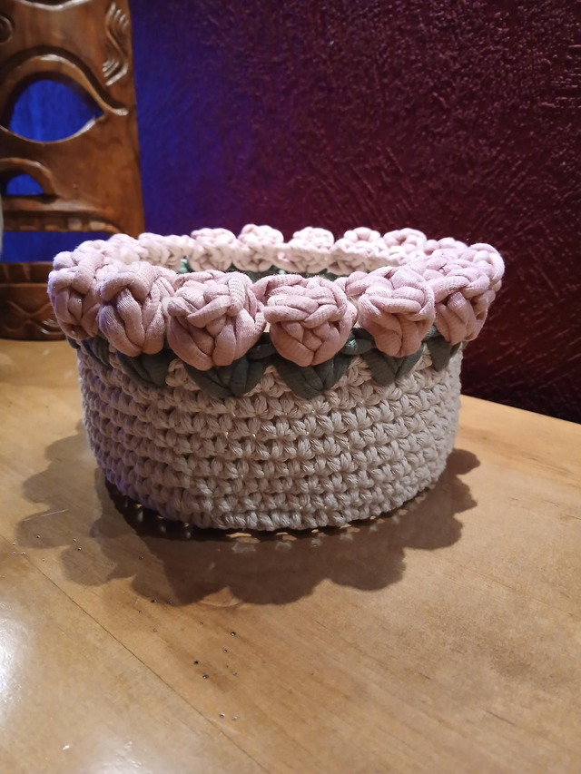 Panier tulipes bohème au crochet  - création artisanale 