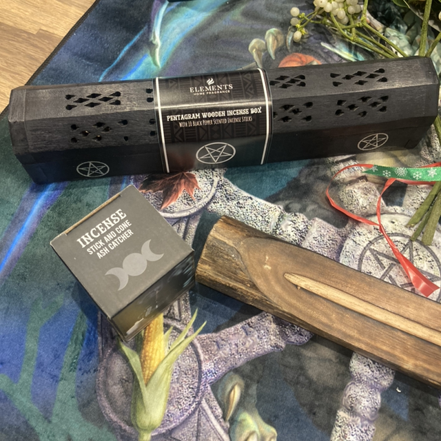 PENTACLE WOODEN BLACK PEPPER INCENSE BOX SET