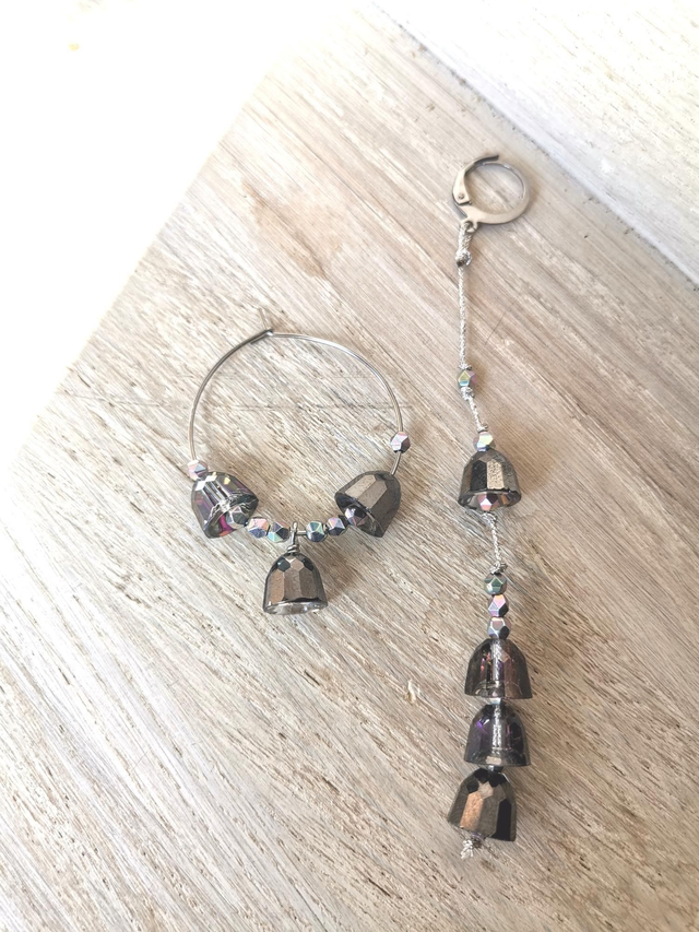 Boucles d'oreilles Venezia asymétriques argentées