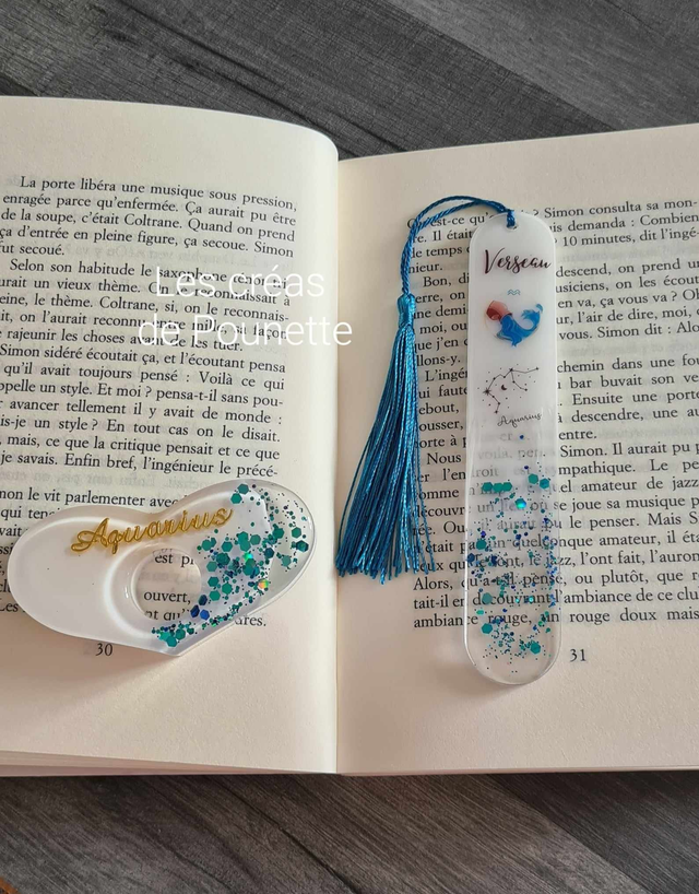 Marque-page astro "verseau" et sa bague de lecture