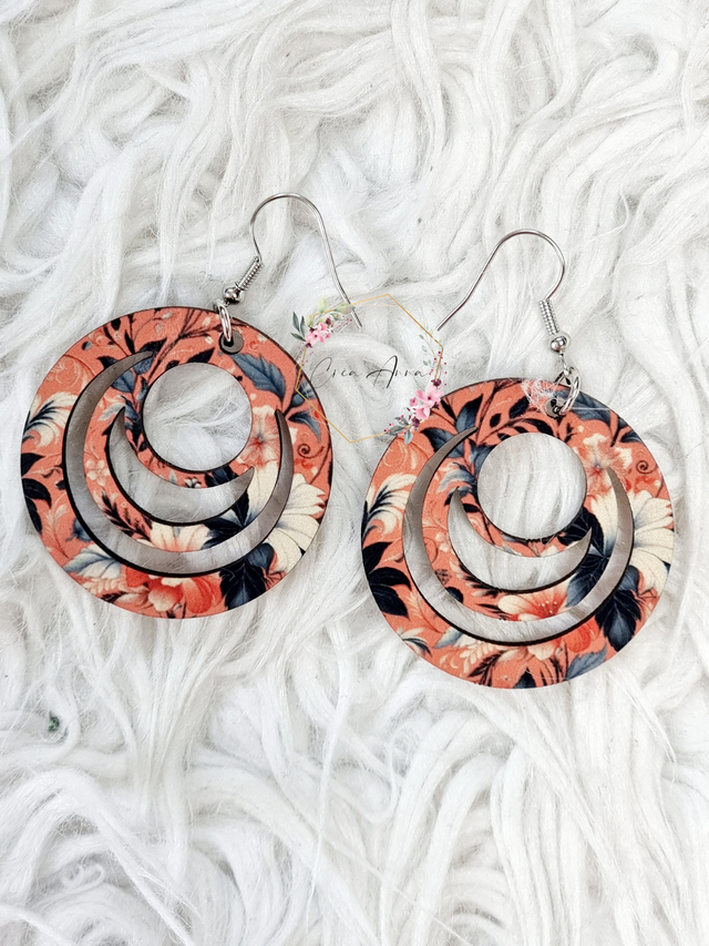 Boucles d'oreilles - floral tons corail