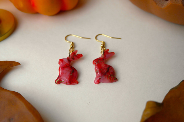 Boucles d'oreilles Halloween effet marbre rouge