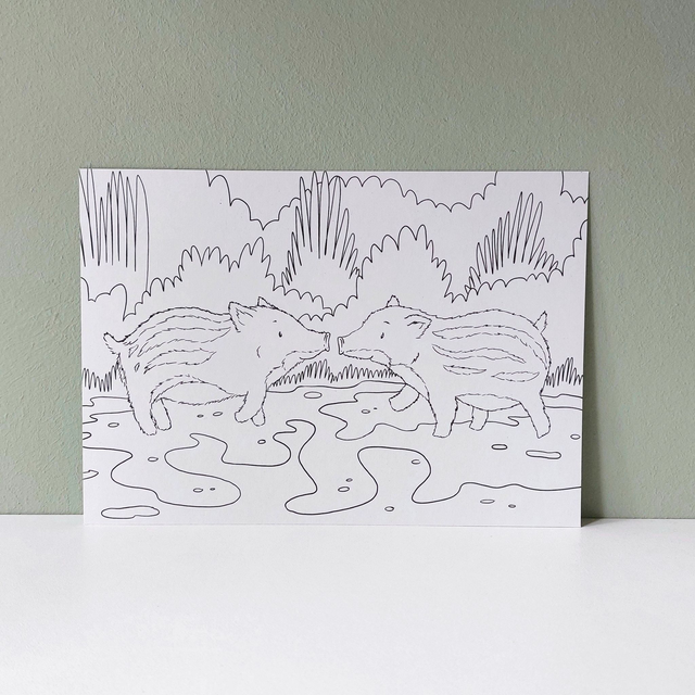 inkleurkaart [bosdieren] zwijntjes