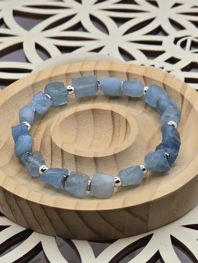Bracelet Aigue marine brute 