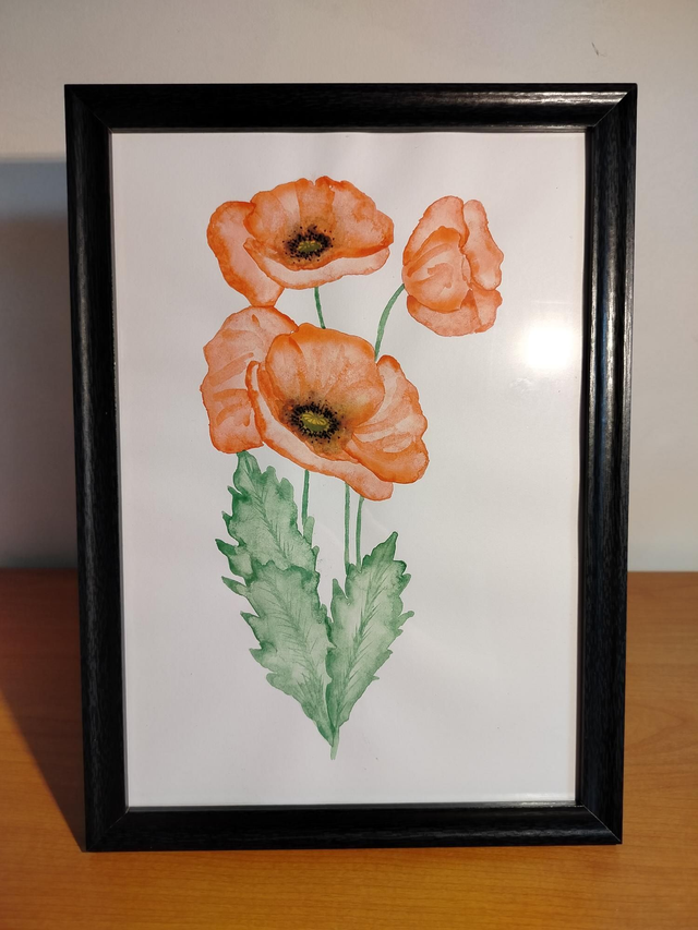 Aquarelle originale fait main coquelicots 