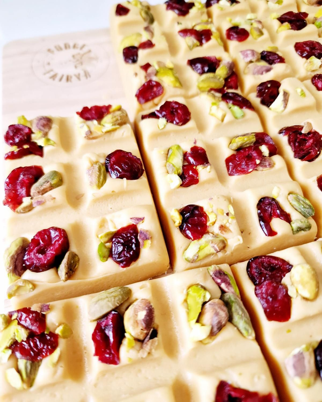 White Chocolate,  cranberry &amp; Pistachio fudge