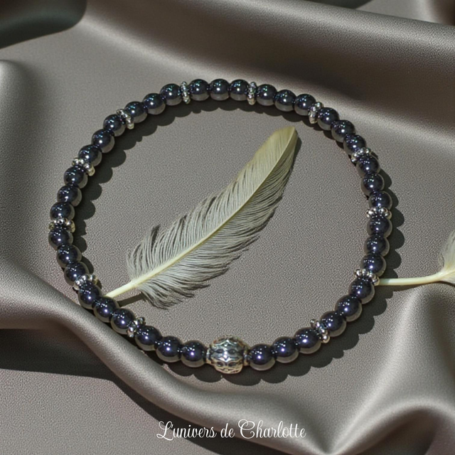 Bracelet "Hématite" - Perle 4 mm - REF33