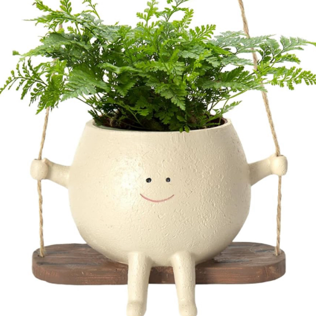 Swing Smiley Face Hanging Planter 